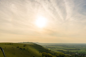 A view of the rolling green hills of the South Downs taken from Devil's Dyke