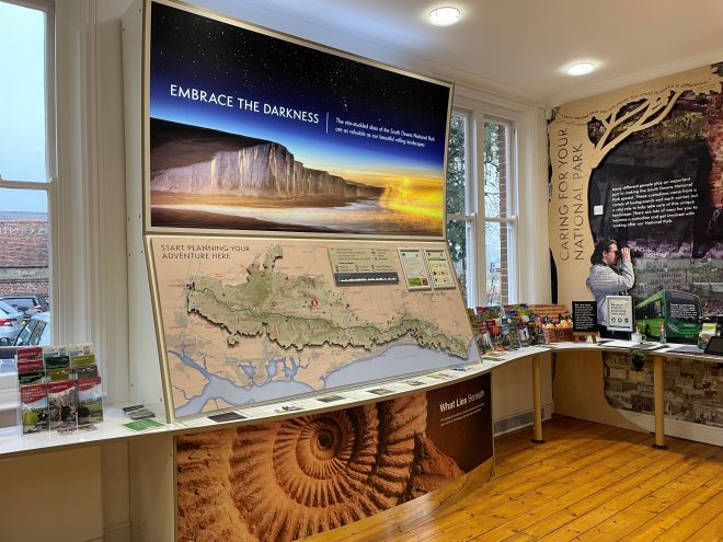 Information board with a map of the South Downs