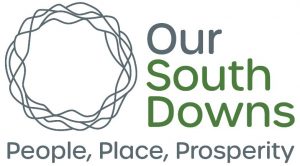 Logo for Our South Downs with the strapline People, Place, Prosperity.