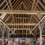 The inside of a converted barn turned into a visitor centre