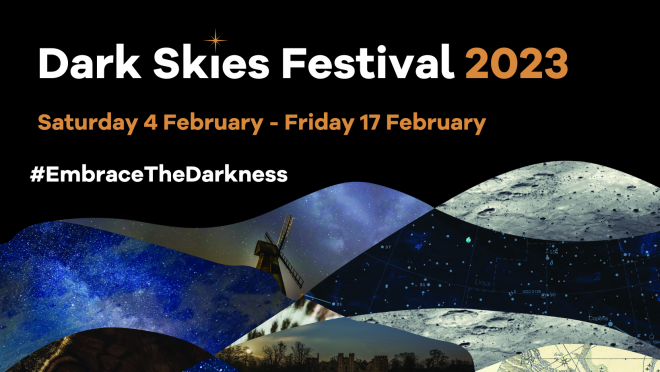 A colour graphic with the dates of the 2023 Dark Skies Festival
